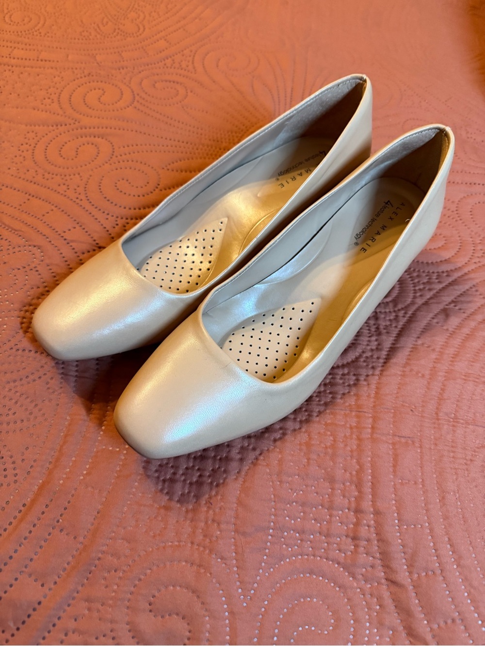 Alex Marie Pearl Cream Low Block Heel Pumps - Soft Cream